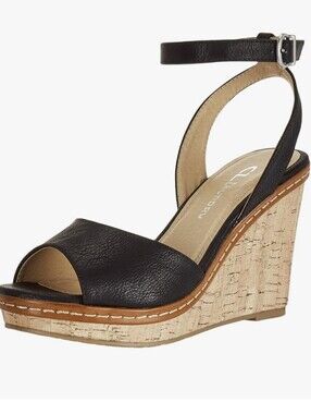 CL Chinese Laundry Women’s Black Cork Wedge Sandals Size: 8.5